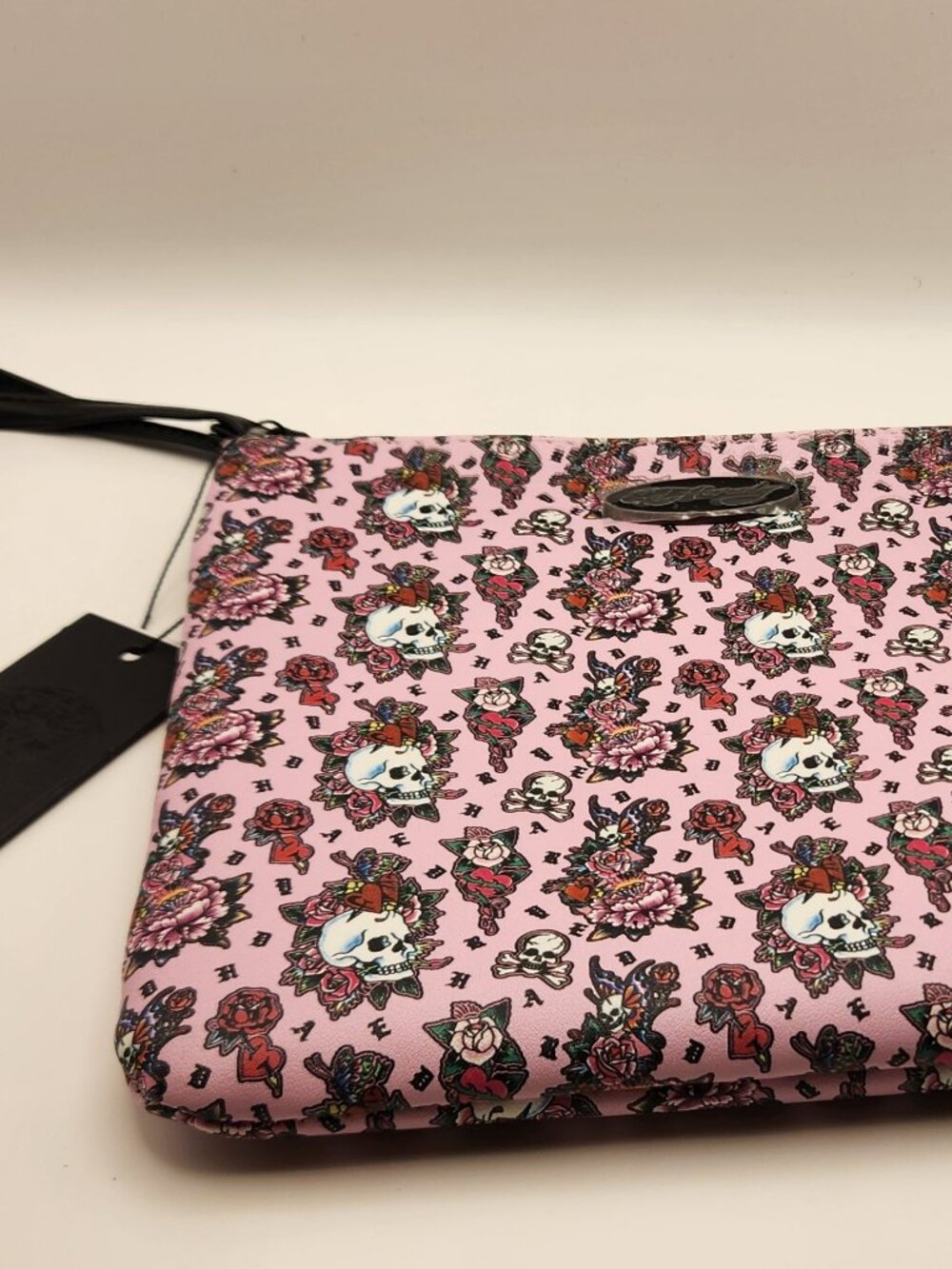 Ed Hardy clutch roses skull pink NWT